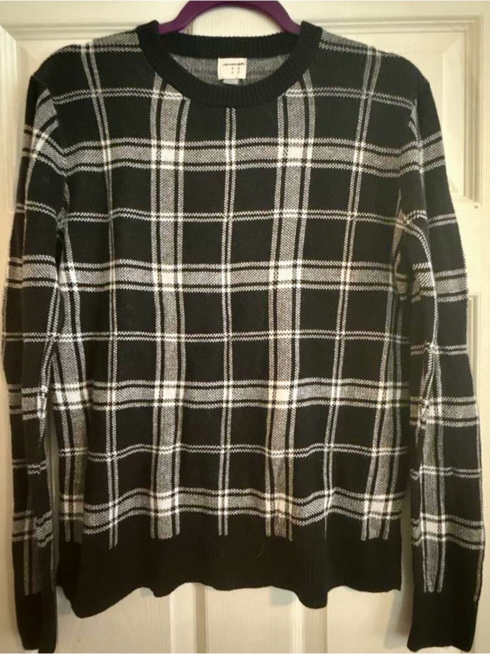 Banana Republic Black & White Plaid Crewneck Sweater